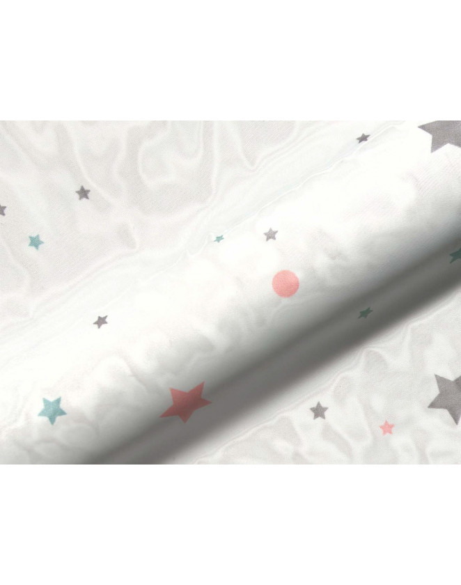 Detská záclonová látka s hviezdičkami Dream 836157- ružová, mentolová a biela
